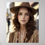 AI生成された美しいボヘミアンウーマンポートレート ポスター (正面)