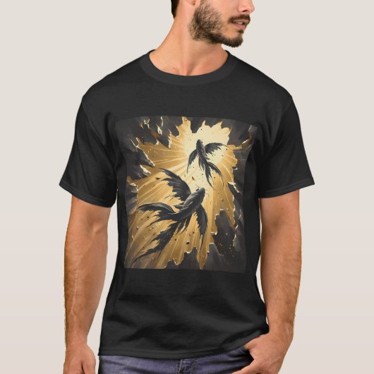 AI生成アートの炭鉱のトビウオ Tシャツ (正面)