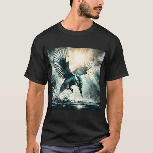 AI生成アート カワセミ Tシャツ (正面)