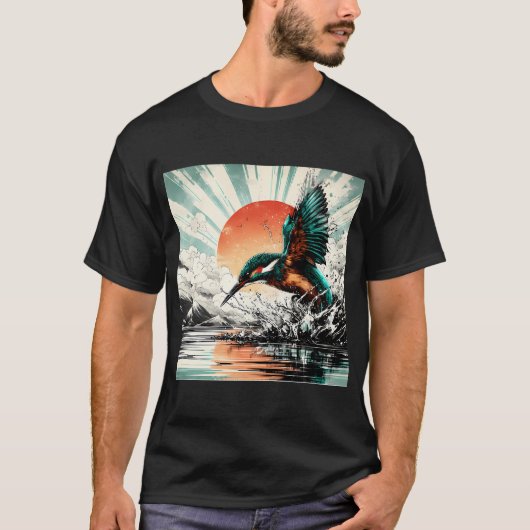 AI生成アート カワセミ Tシャツ (正面)