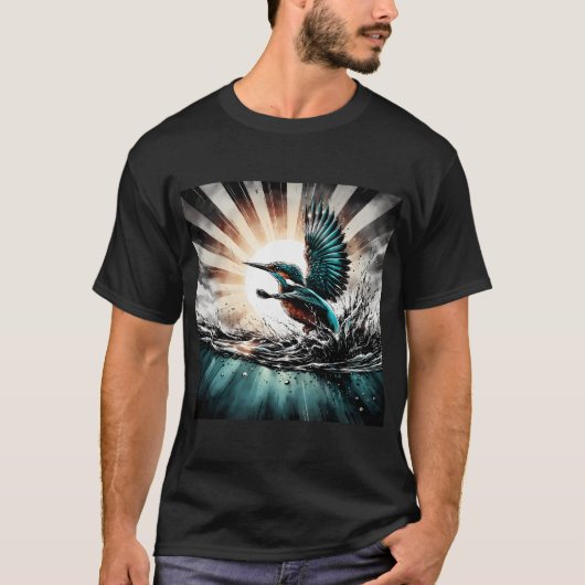 AI生成アート カワセミ Tシャツ (正面)