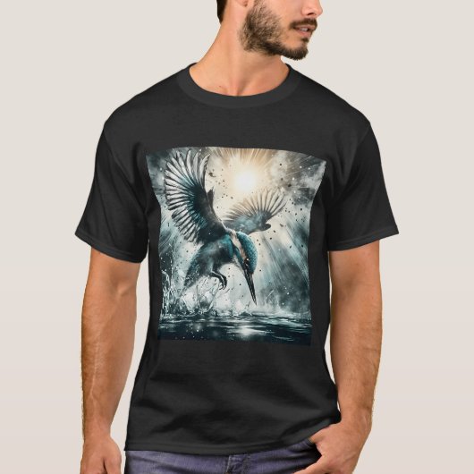 AI生成アート カワセミ Tシャツ (正面)