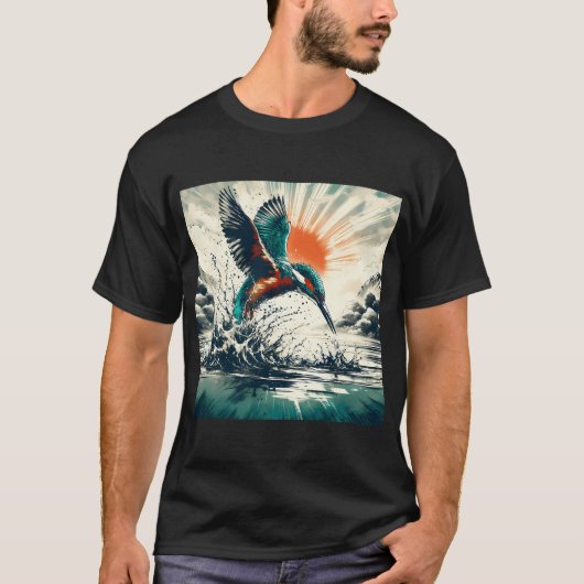 AI生成アート カワセミ Tシャツ (正面)