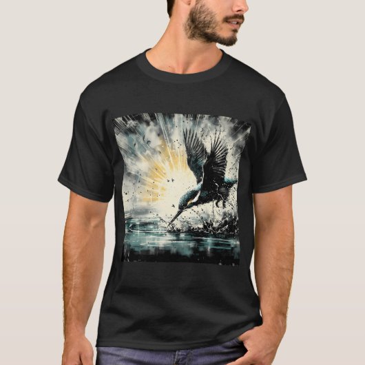 AI生成アート カワセミ Tシャツ (正面)