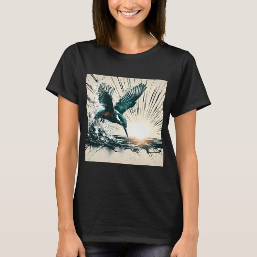 AI生成アート カワセミ Tシャツ (正面)