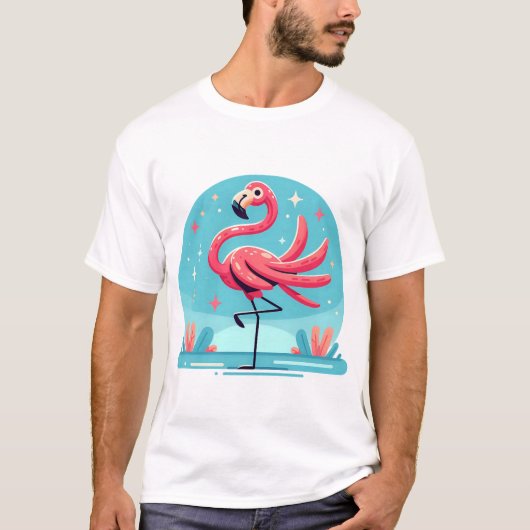 AI生成フラミンゴ Tシャツ (正面)