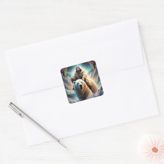 （AI生成）シロクマのイエス スクエアシール (封筒)