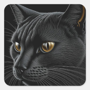 AI黒猫(黄色い目) スクエアシール
