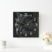 AI黒猫(黄色い目) スクエア壁時計 (ホーム)