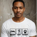 AI おもしろいプロンプトTシャツ | 白黒ロボ食べット Tシャツ<br><div class="desc">コードライフを生きるプロンプトエンジニアのためにおもしろい、このAIをテーマにしたTシャツは、レトロなアイコンスタイルにはっきりした食べSleep,  ,  Promptの白いグラフィックを備えている。あなたはモデルをトレーニングするか、単に開発モードでバイビングするかにかかわらず、この黒いティーはコーダ、チャットボットファン、およびAIおたくに最適である。技術の愛素晴らし者、ソフトウェオタク系のアのエンジニア、またはGPTや大規模な言語モデルに取り付かれている人のためのソフトウェアの贈り物。複数のサイズとスタイルで利用可能 – 次のプロンプトの前に1つを取得する – トスン！</div>