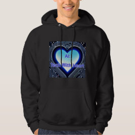 AI: ハートのあるテクノロジー メンズ ブラック パーカ