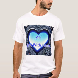 AI: ハートのあるテクノロジー メンズ ホワイト Tシャツ