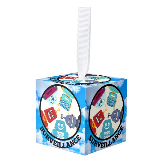 AI （人工知能） – 監視 キューブオーナメント (正面アングル)