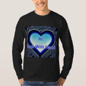 AI: 心を込めたテクノロジー メンズ 長袖 ブラック Tシャツ (正面)