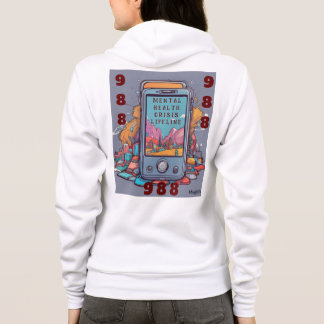 AI 988メンタルヘルス危機生存線ジッパーフード付きスウェットシャツ パーカ