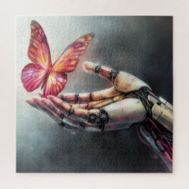 AI and Nature Harmony Robot Hand with Butterfly ジグソーパズル