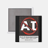 AI 'Art'生成イメージボタンにNoと答える マグネット (正面/裏面)