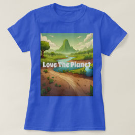 AI Art Blue Love The Planet T-Shirt Tシャツ