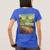 AI Art Blue Love The Planet T-Shirt Tシャツ (裏面)