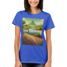 AI Art Blue Love The Planet T-Shirt