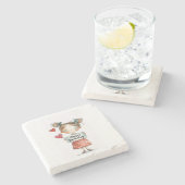 AI Art Coasters：子お洒落ポートレート ストーンコースター (横)
