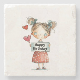 AI Art Coasters：子お洒落ポートレート ストーンコースター