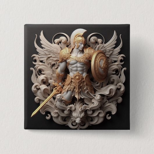 "AI Art Decoration,Fantasy Art,Sculpture-style Art 缶バッジ (正面)