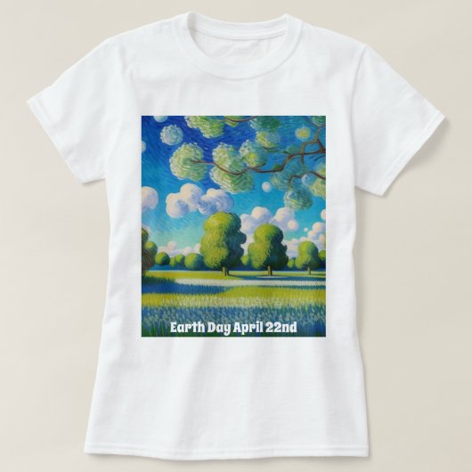 AI Art Earth Day女性基本Tシャツ Tシャツ (デザイン正面)