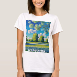 AI Art Earth Day女性基本Tシャツ Tシャツ