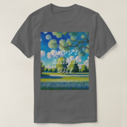 AI Art Happy Earth Day透明文字Tシャツ Tシャツ (デザイン正面)