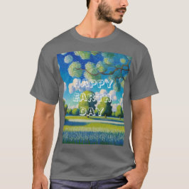 AI Art Happy Earth Day透明文字Tシャツ Tシャツ