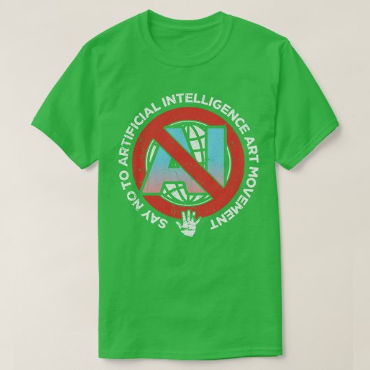 AI Art Movementにノーと言う Tシャツ (デザイン正面)
