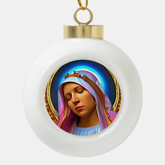 AI Art of The Blessed Virgin Mary セラミックボールオーナメント (正面)