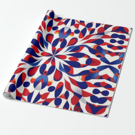 AI Art Red White & Blue Patriotic American Pattern ラッピングペーパー