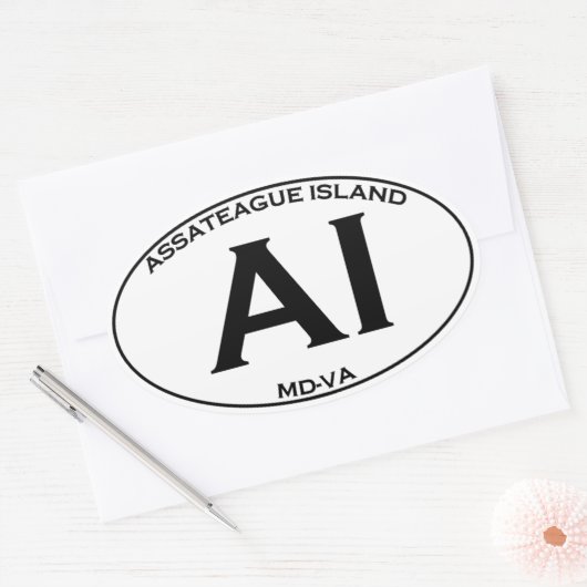 AI - Assateagueの島の楕円形のロゴ 楕円形シール (封筒)