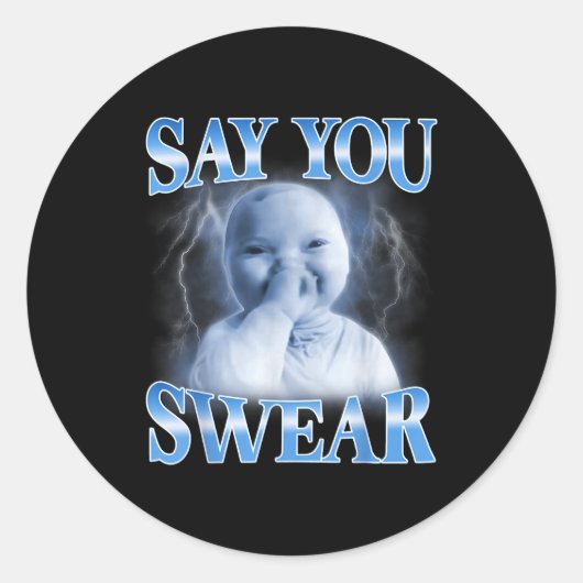 Ai Baby Funny Laughing Say You Swear Holding Laugh ラウンドシール (正面)