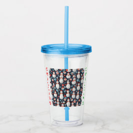 AI Chilling Snowman Pattern Acrylic Tumbler or Cup アクリルタンブラー