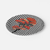 AI Flowers Tree on Black and White Vertical ストライプS ペーパープレート (アングル)