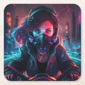 AI generated motorcycle art #1 スクエアペーパーコースター (正面)