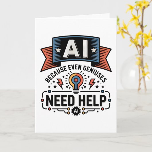 AI Genius Humor Tech Quote Design カード (黄色い花)