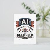 AI Genius Humor Tech Quote Design ポストカード (スタンド正面)