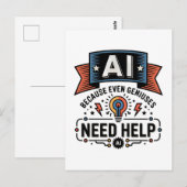 AI Genius Humor Tech Quote Design ポストカード (正面/裏面)