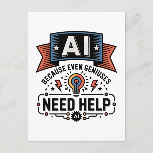 AI Genius Humor Tech Quote Design ポストカード (正面)