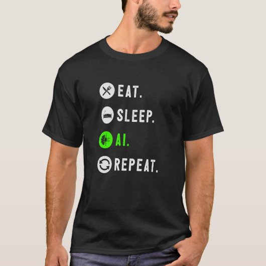 AI I食べに対してAIのスリープを繰り返す Tシャツ (正面)