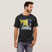 AI Impressionist Cat Watching TV and Eating Popcor Tシャツ (正面フル)