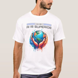 AI is Superior - Earth in Hands Artデザイン Tシャツ