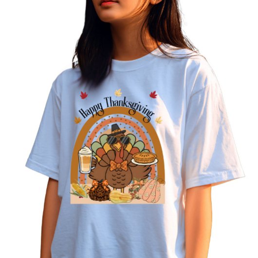 AI Mix Art Rainbow Thanksgiving Stylish Turkey Tシャツ