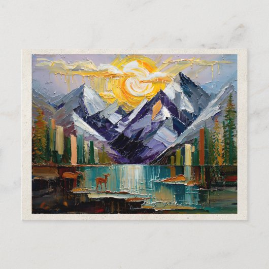 AI Remix Artwork Abstract Mountains ポストカード (正面)