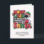Ai Santa おもしろい Chatbotグリーティングカード企業の シーズンカード<br><div class="desc">友人、家族おもしろいのメンバー、ビジネスのクライアントや同僚のためのチャットボットAiグリーティングテーマカードが必要な場合でも、彼らはこのクリスマスにおもしろいAiチャットボットをテーマにしたグリーティングカードを受け取ることを喜ばしく思う。自分の文字カスタムを内側に追加する。多くのおもしろいデザインから選択。🤖お前はチャットボット、会話Ai、コンパニオンのチャットボット、NLP愛好家か？🤖そもしうして、私に同じ心の魂を見つけたら嬉しい！😄私はchatbotのミーム、chatbotのテンプレート、写真のギフトのコレクションを作成しおもしろいて、Tシャツからシール👕、マグ🖼️、その他のカスタマイズ可能なZazzle製品の範囲でAIに対する愛を共有できるようにAIのコレクションを作成し☕!Chatbotデベロッパ素晴らし、会話AIエンジニア、AIデベロッパ、NLPエンジニア、マシンエンジニア、ダイアログデザイナ、UXデザイナ（Chatbots用）、データサイエンティスト、カスタマーサービスChatbotデベロッパ、仮想アシスタント開発者、AIプロダクトマネージャなど、キャリアを持つ人のためのギフトアイディアを作る。🔗 zazzle.com/collections/funny_christmas_chatbot_t-shirts_and_gifts-119970819392502507 *** copyright 🔗www.chatbotmemes.comここで見てみよう！</div>