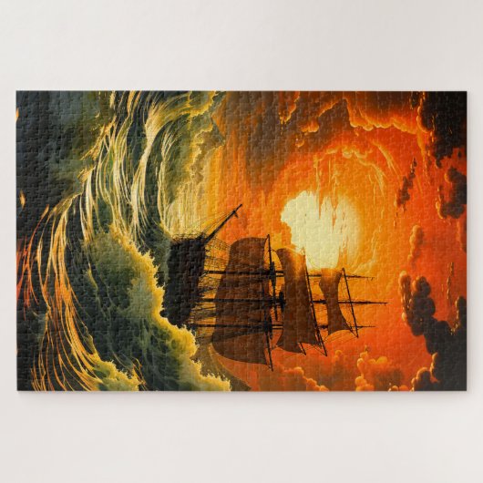 AI Ship at Sunset ジグソーパズル (横)